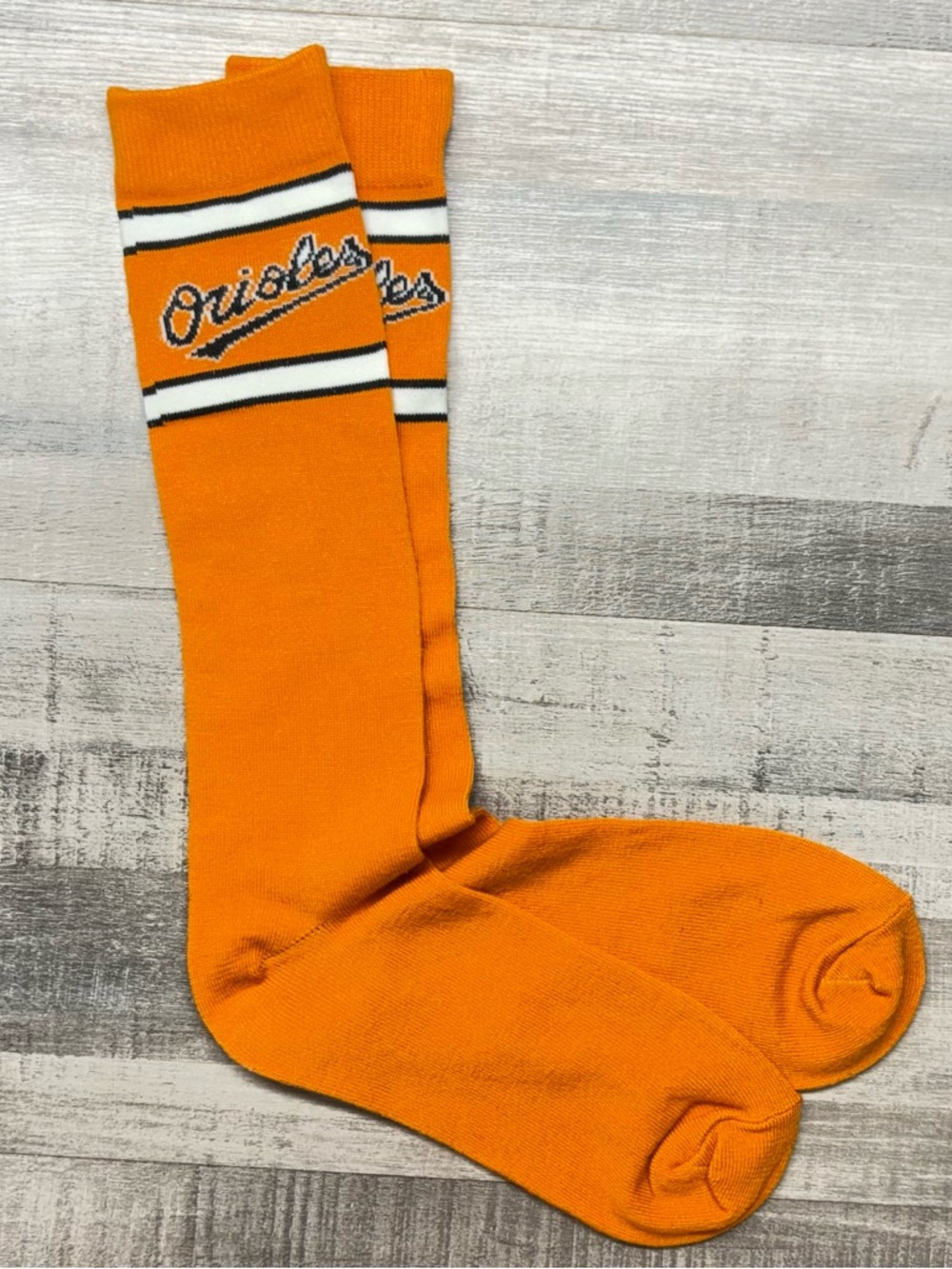 MLB Baltimore Orioles Orange Knee-High Athletic Socks with White & Black Stripes